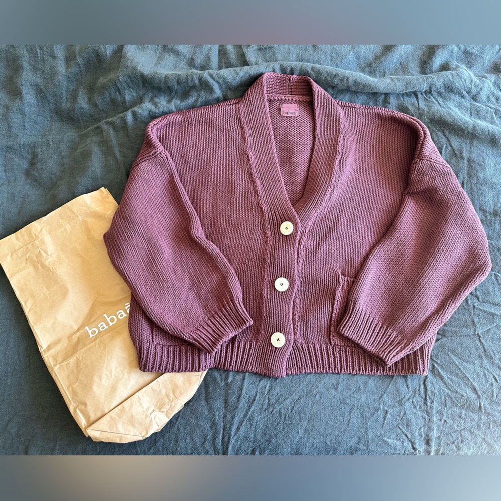 NWT Babaa No22 Cotton Cardigan in Black Cherry